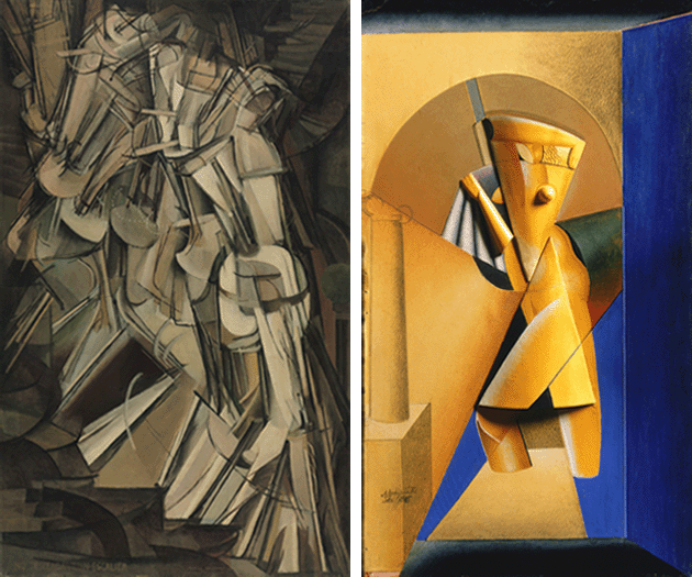 PLEASE PLACE SIDE BY SIDE AND THE SAME SIZE  165202_FIG 5.tif 165202_FIG 6.tif 165202_FIG 6.tif CAPTION: Marcel Duchamp, Nu descendant un escalier, (Nude Descending a Staircase), No. 2, 1912, Philadelphia Museum of Art Image: Philadelphia Museum of Art: The Louise and Walter Arensberg Collection, 1950, 1950-134-59, Artwork: © Association Marcel Duchamp / ADAGP, Paris and DACS, London 2022 CAPTION: Alexander Archipenko, The Bather, 1915, Philadelphia Museum of ArtImage: Philadelphia Museum of Art: The Louise and Walter Arensberg Collection, 1950, 1950-134-1, Artwork: © ARS, NY and DACS, London 2022 